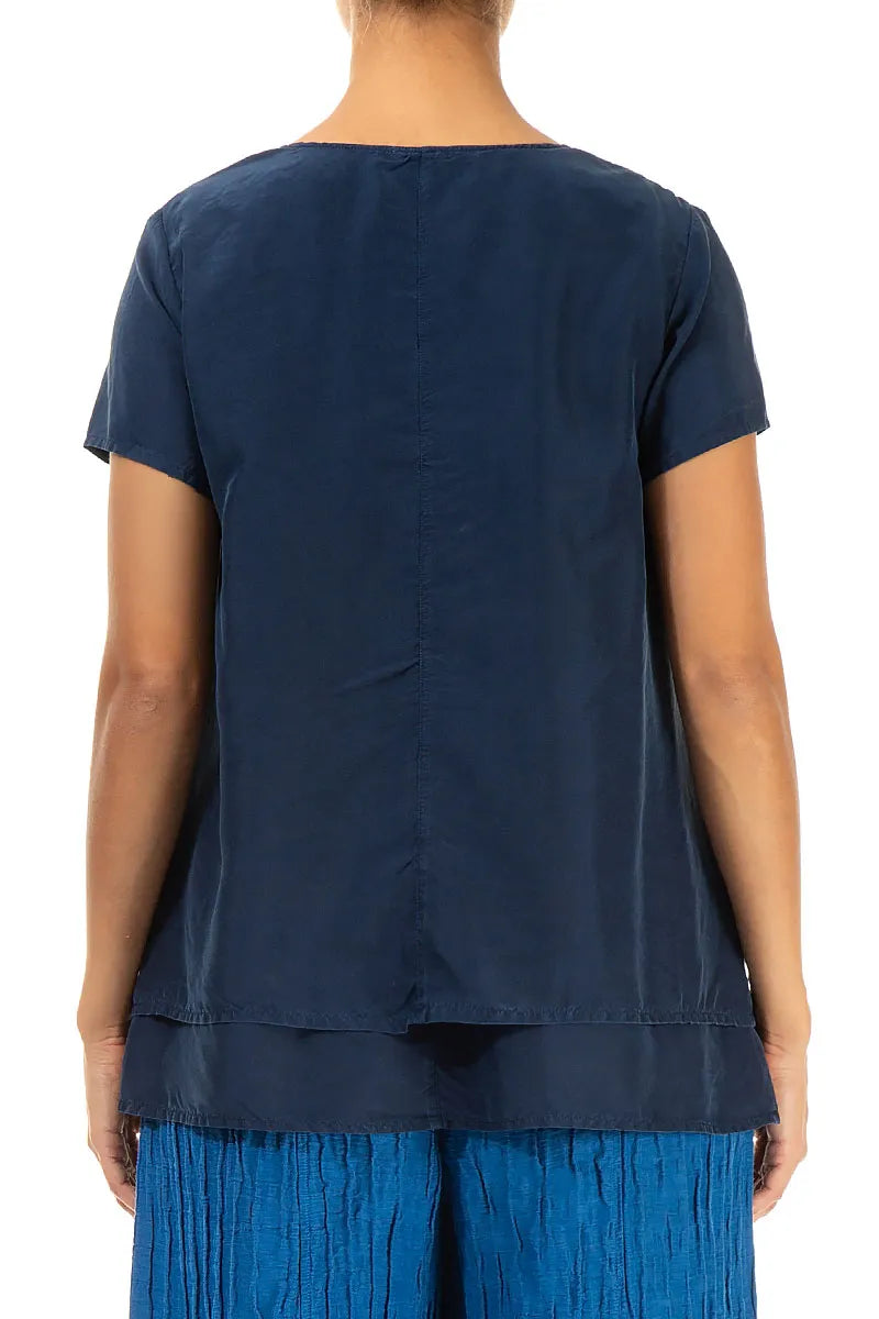 Layered Navy Pure Silk Blouse 2