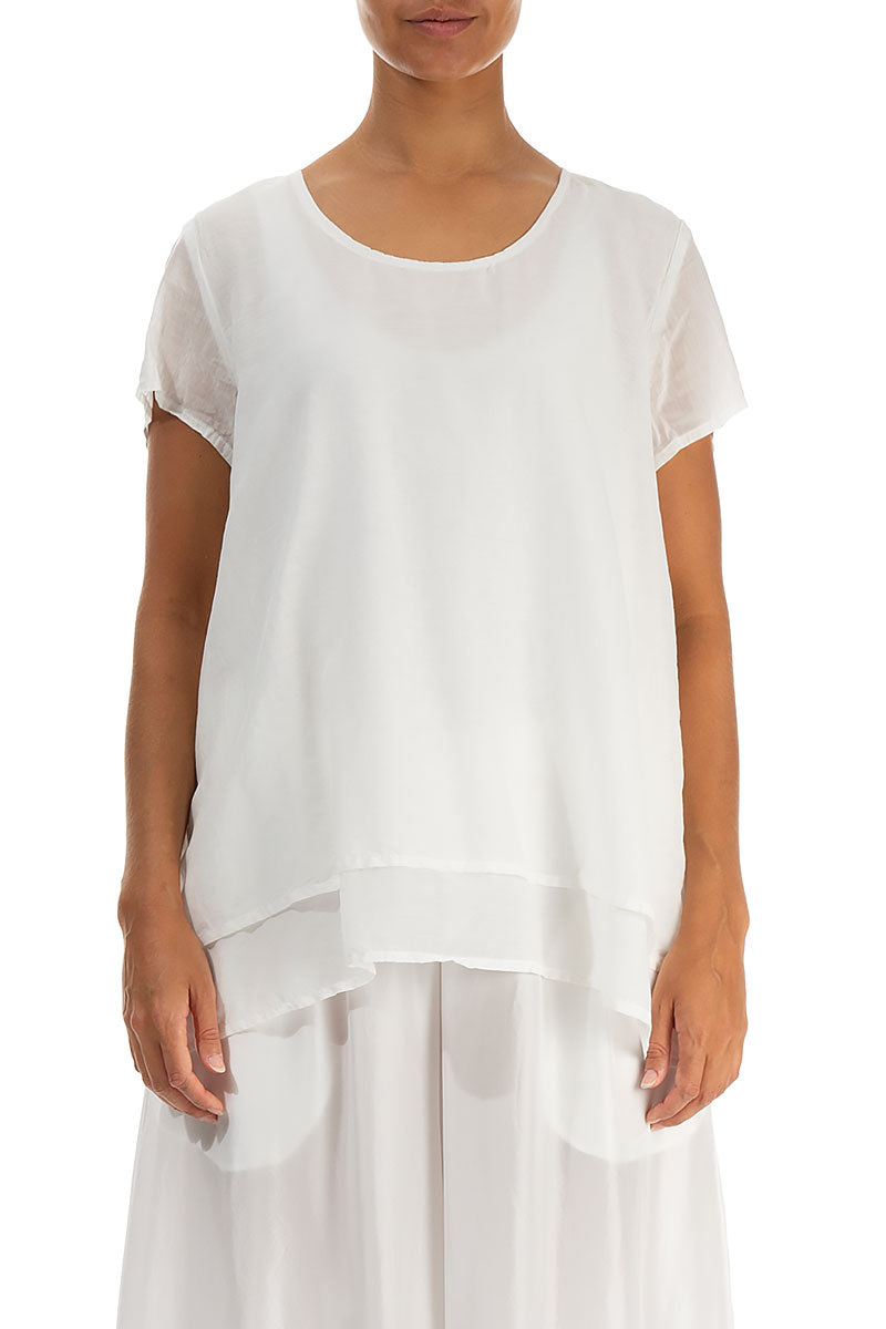 Layered Off White Silk Cotton Blouse 1