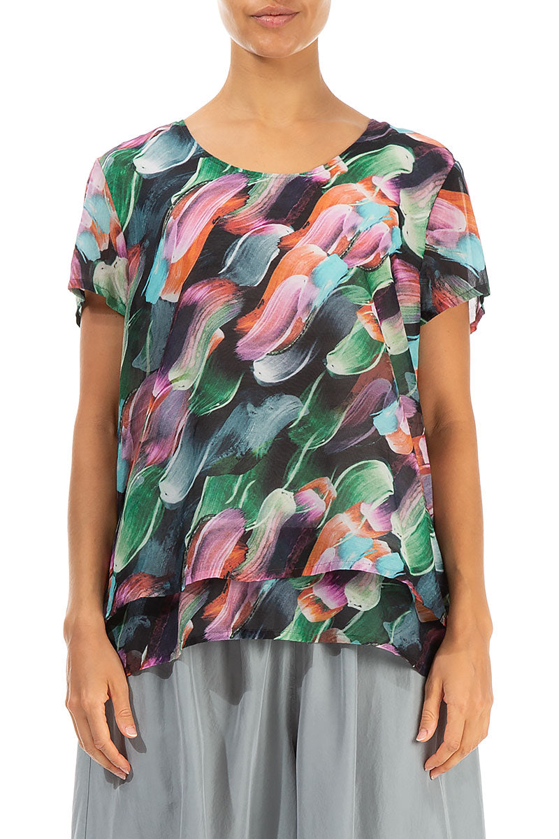 Layered Paint Charm Silk Cotton Blouse 1