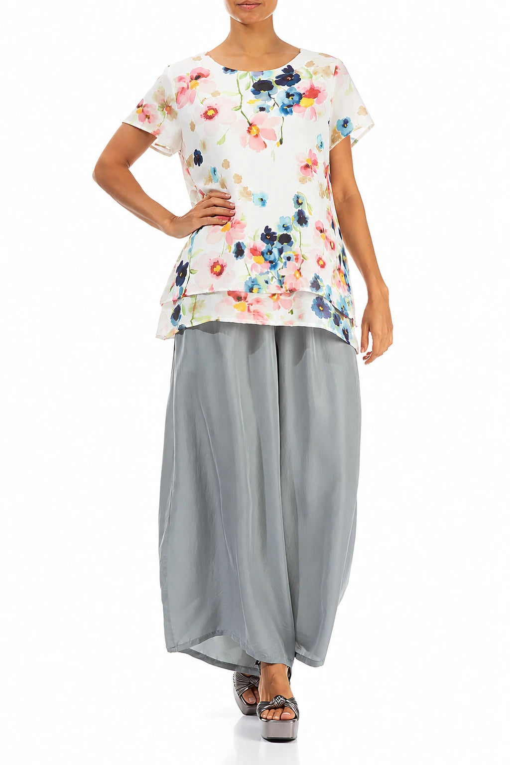 Geschichtete Primel Seiden-Bambus-Bluse