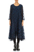 Layered Royal Blue Bubbles Silk Dress 1