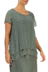Layered Sage Light Silk Blouse 3