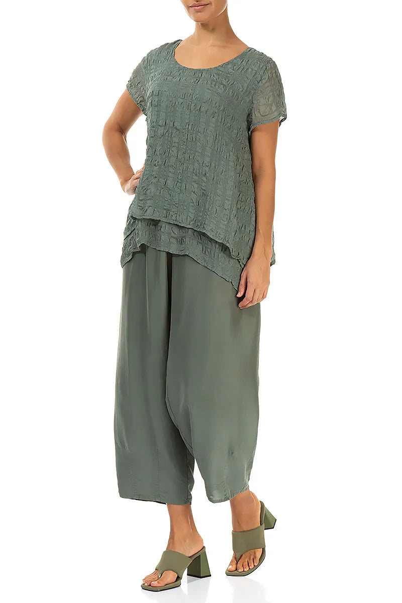 Layered Sage Light Silk Blouse 4