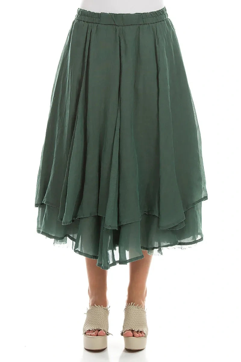 Layered Sage Silk Cotton Skirt 1
