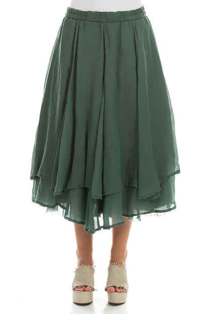 Layered Sage Silk Cotton Skirt 1
