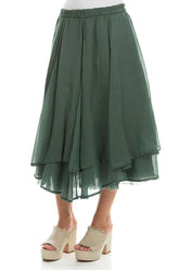 Layered Sage Silk Cotton Skirt 3
