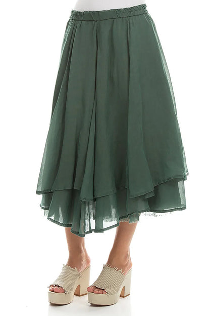 Layered Sage Silk Cotton Skirt 3