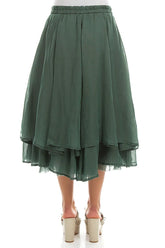Layered Sage Silk Cotton Skirt 2