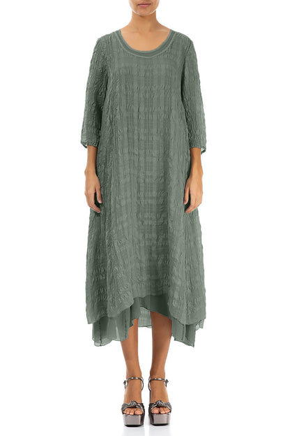 Layered Sage Textured Light Silk Dress