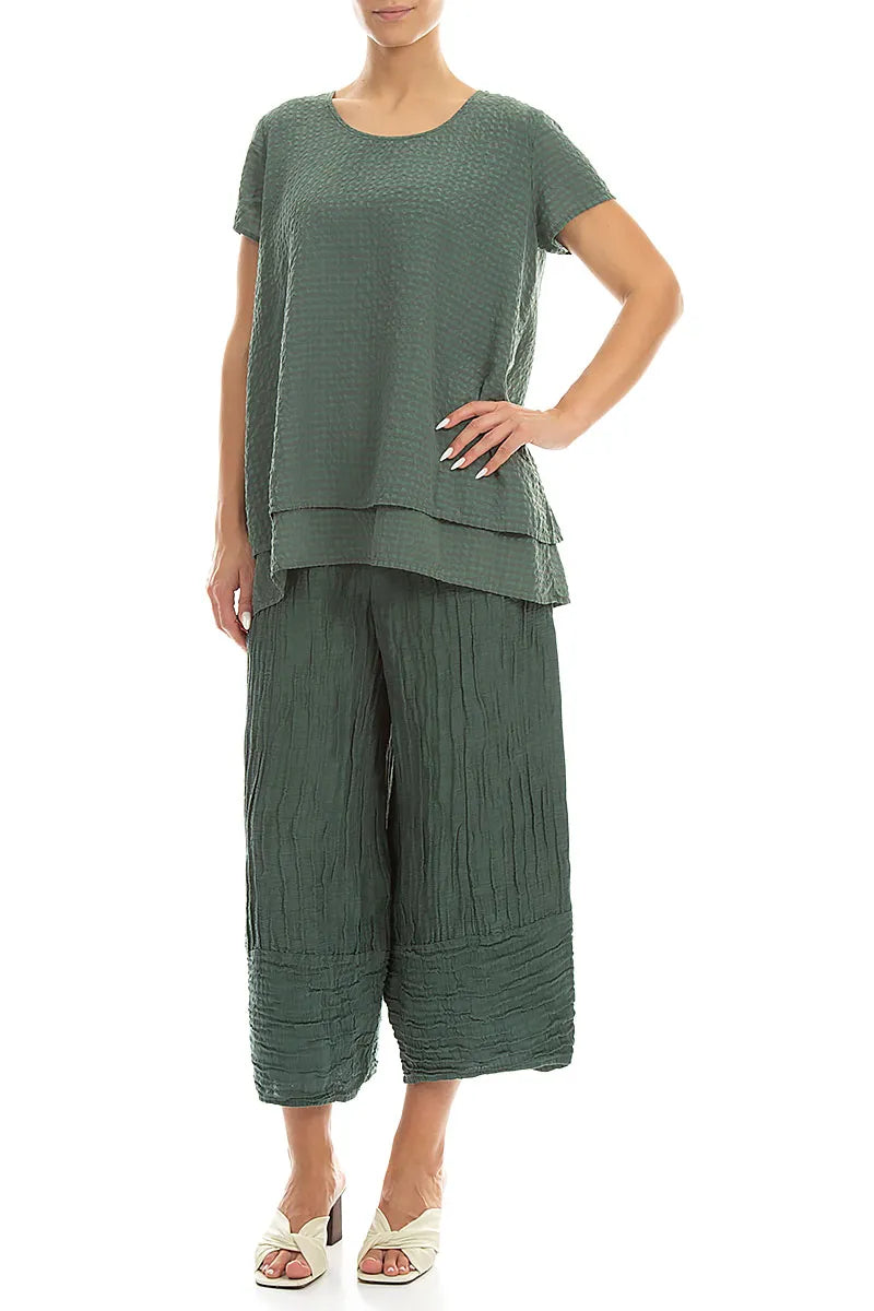 Lagenbluse aus strukturierter Seide in Salbei