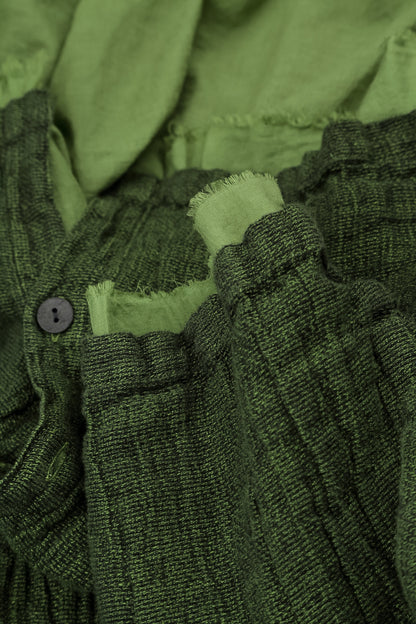Layered Shamrock Green Mélange Linen Shirt 8