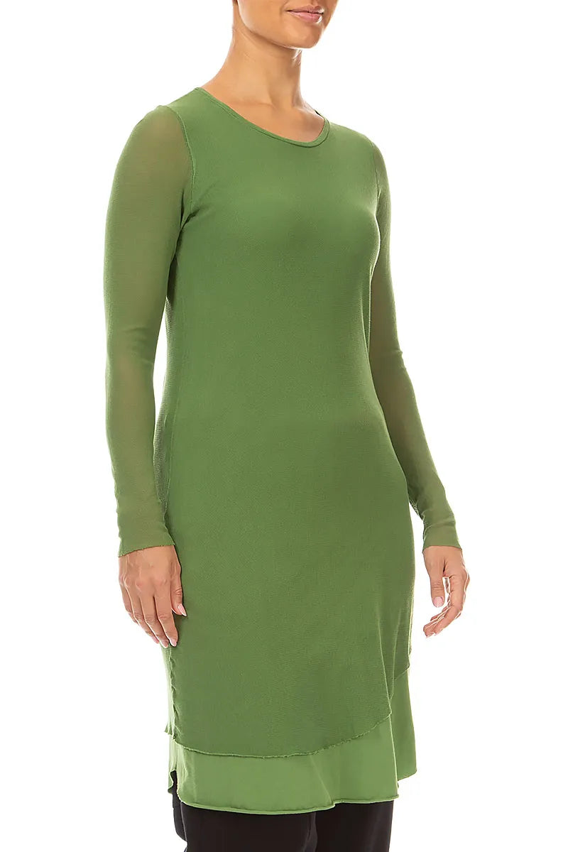 Layered Shamrock Green Mesh Cotton Tunic 3