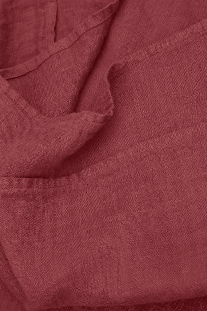 Layered Short Sleeves Antique Ruby Gauze Linen Blouse 5