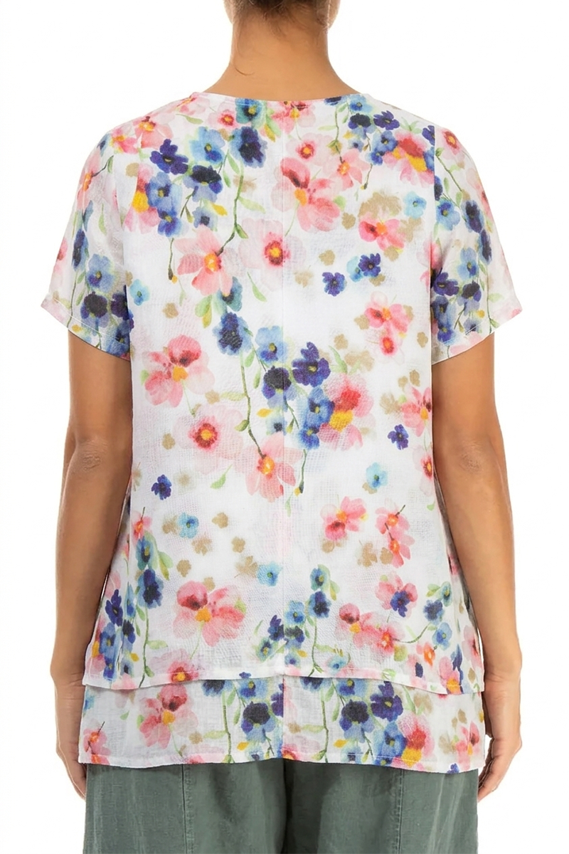 Layered Short Sleeves Primrose Linen Blouse 2