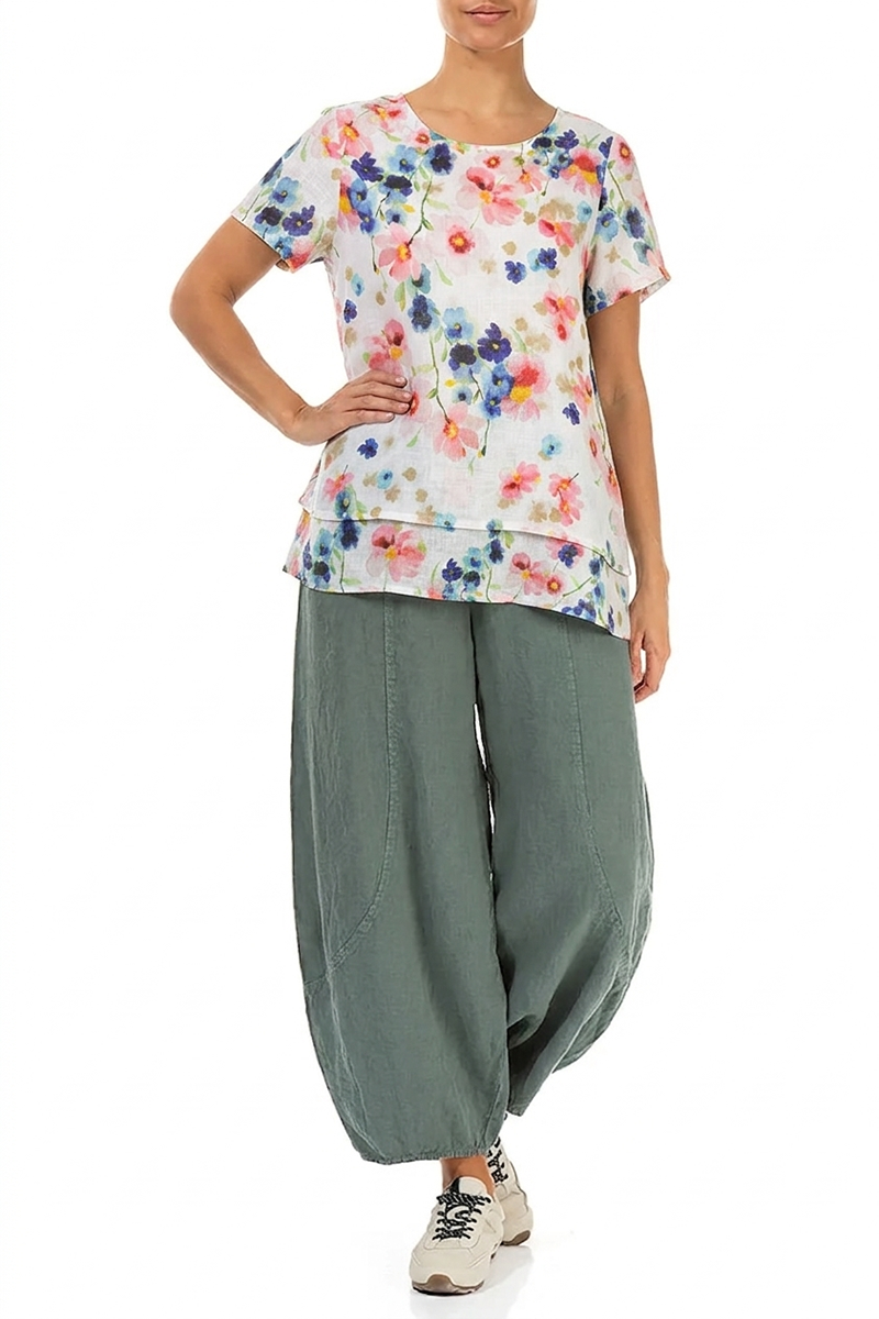 Layered Short Sleeves Primrose Linen Blouse 4