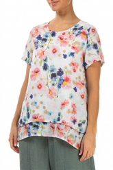 Layered Short Sleeves Primrose Linen Blouse 3