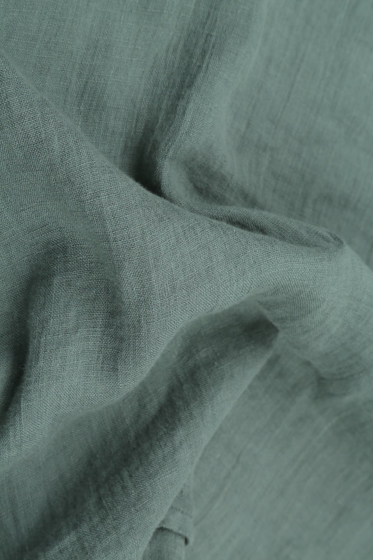 Layered Short Sleeves Sage Gauze Linen Blouse