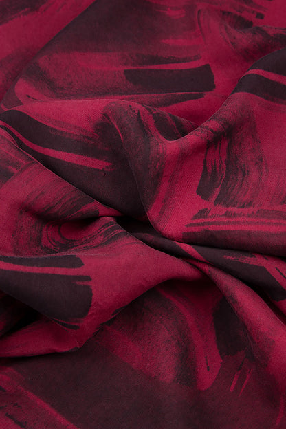 Layered Side Claret Paintwave Silk Bamboo Dress 6