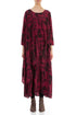 Layered Side Claret Paintwave Silk Bamboo Dress 1