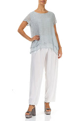 Layered Silver Grey Light Silk Blouse 4