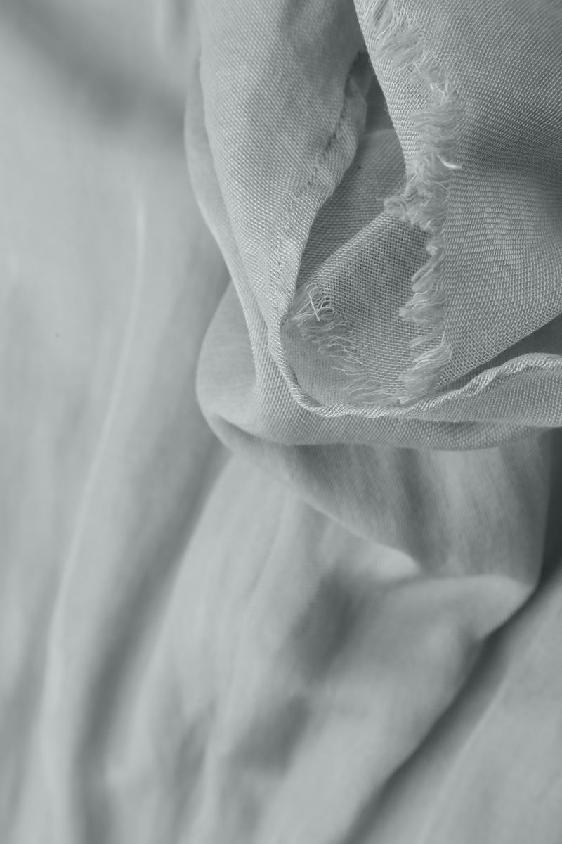 Layered Silver Grey Silk Cotton Skirt