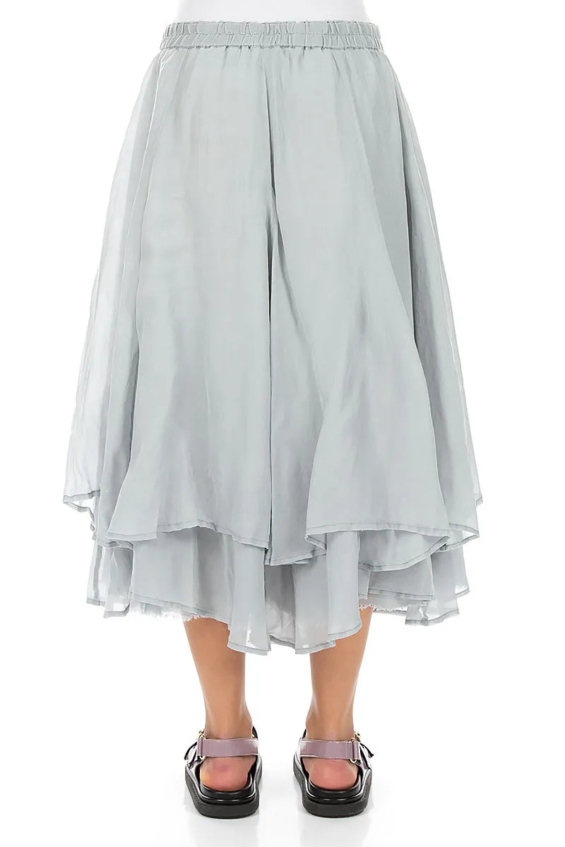 Layered Silver Grey Silk Cotton Skirt