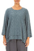 Layered Slate Floral Texture Silk Blouse 1