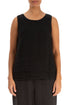Layered Sleeveless Black Gauze Linen Top 1
