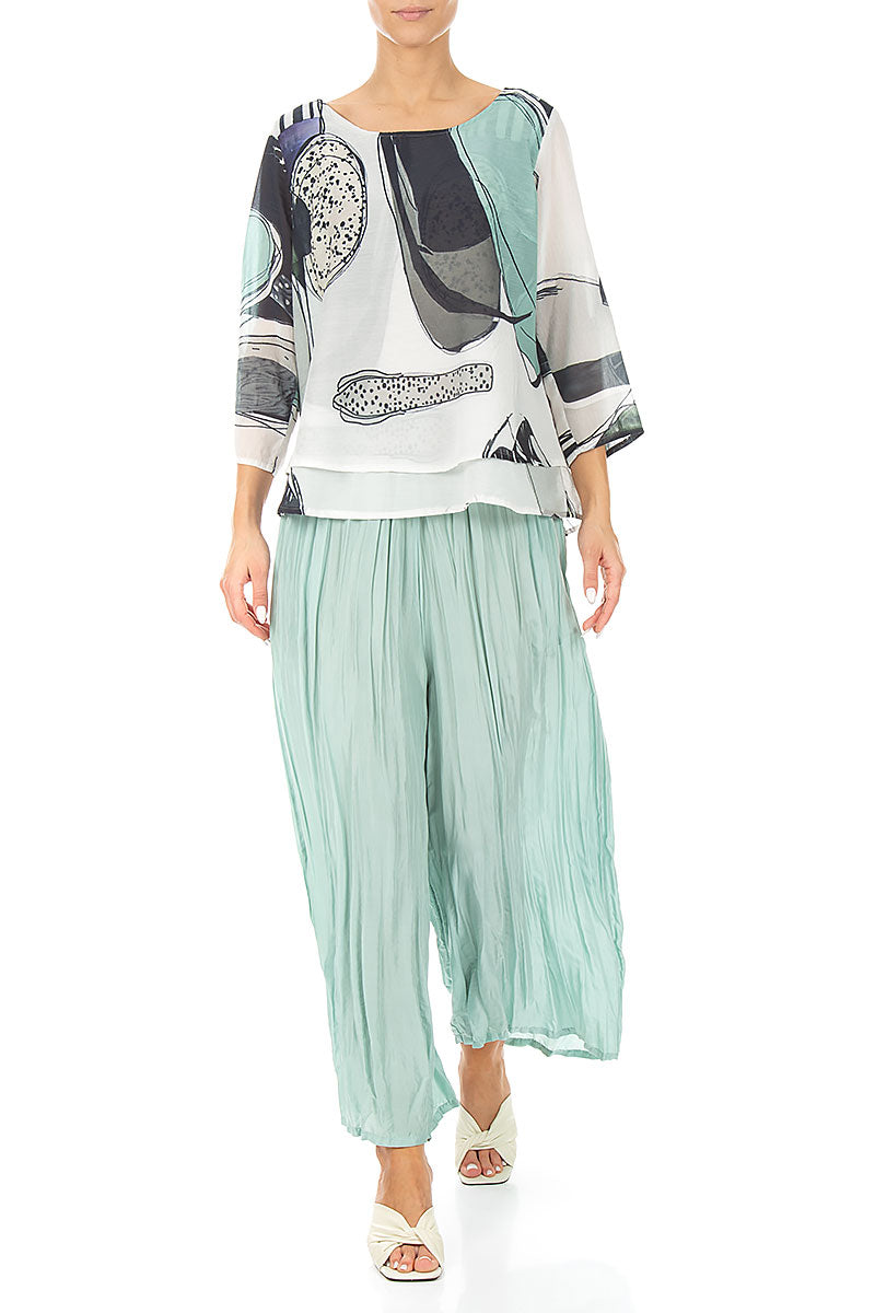 Chemisier en soie et coton à effet pierre roulée superposée