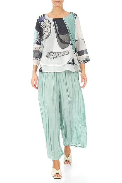 Chemisier en soie et coton à effet pierre roulée superposée