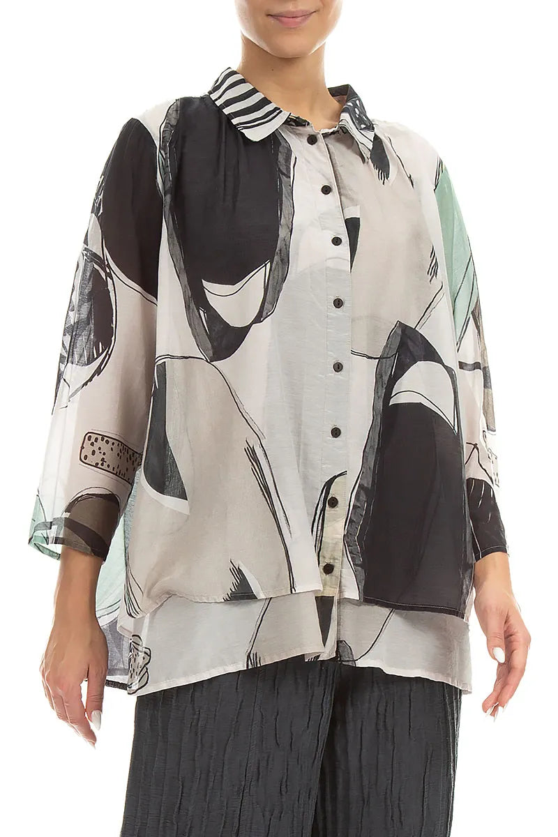 Layered Tumbled Stone Silk Cotton Shirt