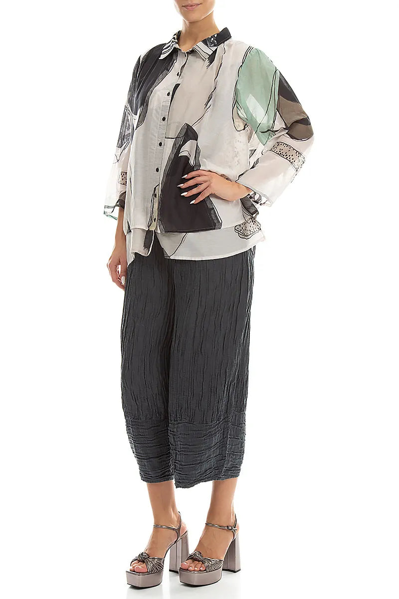 Layered Tumbled Stone Silk Cotton Shirt