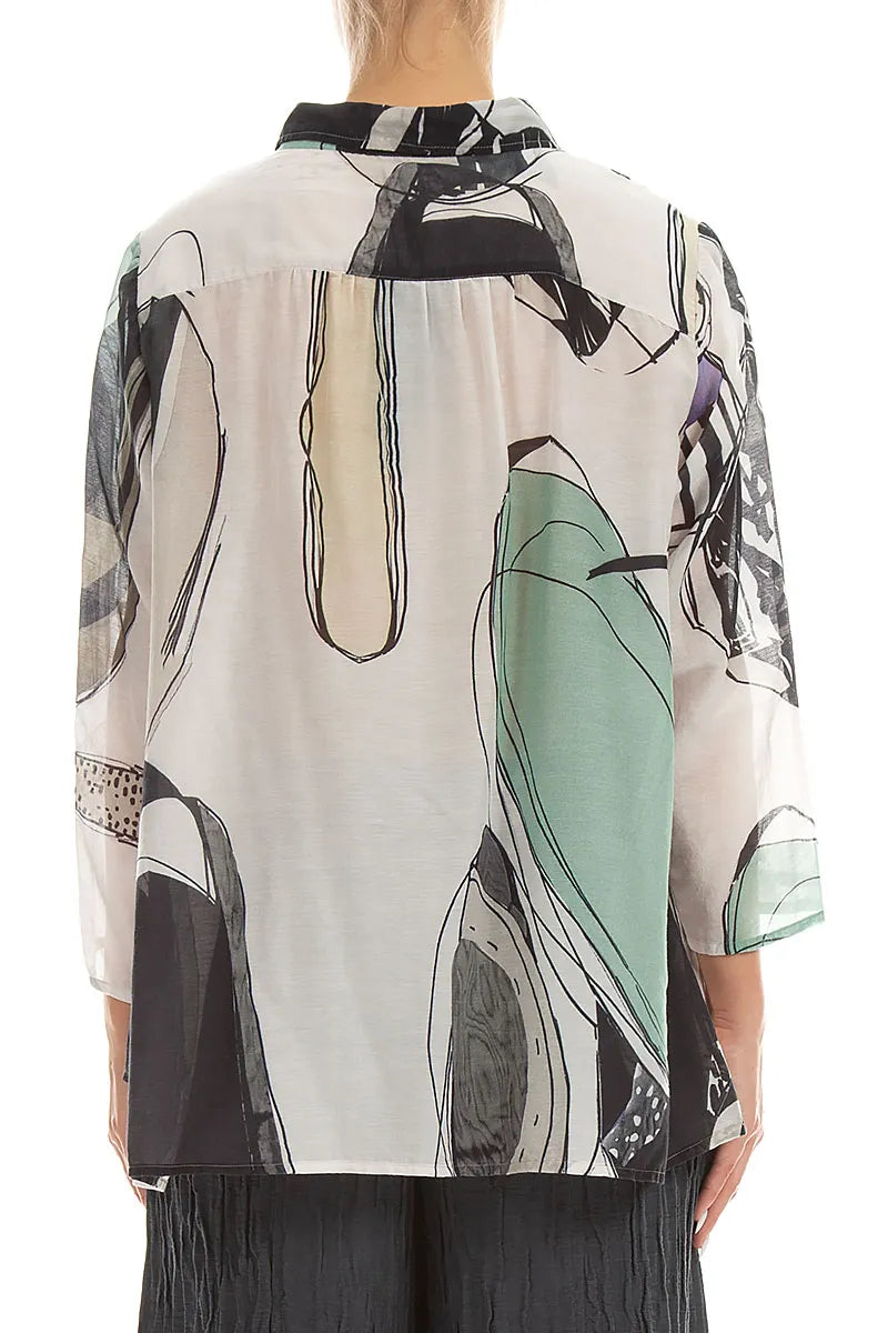 Layered Tumbled Stone Silk Cotton Shirt 2