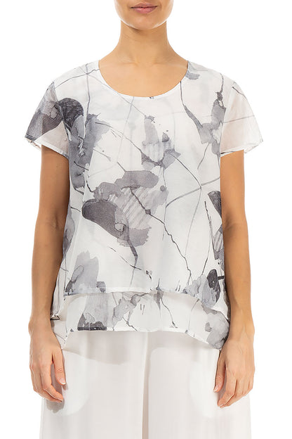 Layered White Mirage Silk Cotton Blouse 1