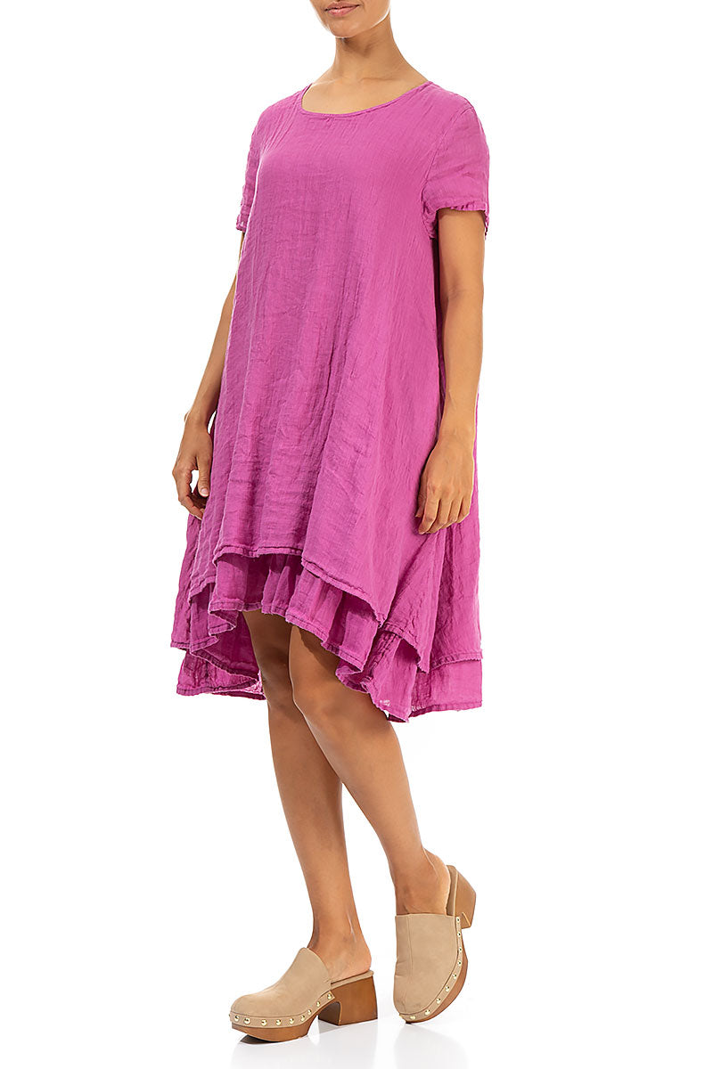 Layered Wild Berry Gauze Linen Dress 4