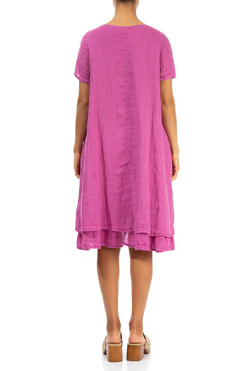 Layered Wild Berry Gauze Linen Dress 2