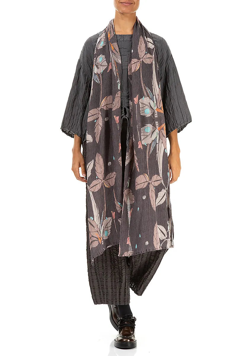 Leaves Crinkled Silk Viscose Scarf 2