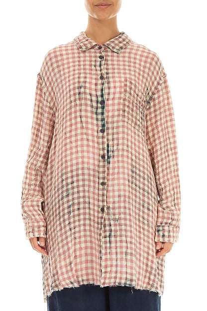 Chemise en lin légère à carreaux aquarelle