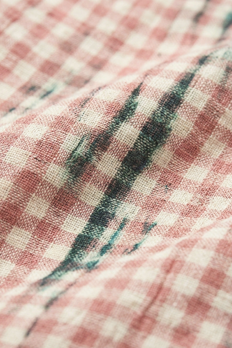 Chemise en lin légère à carreaux aquarelle