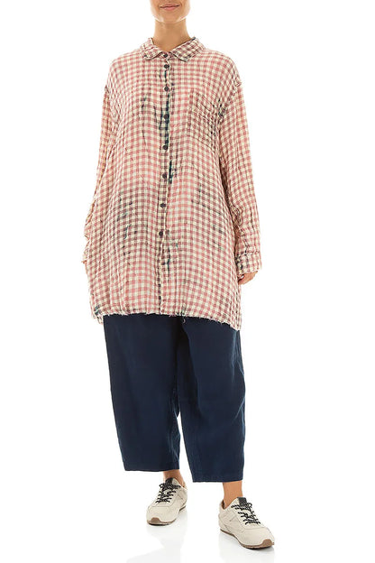 Chemise en lin légère à carreaux aquarelle