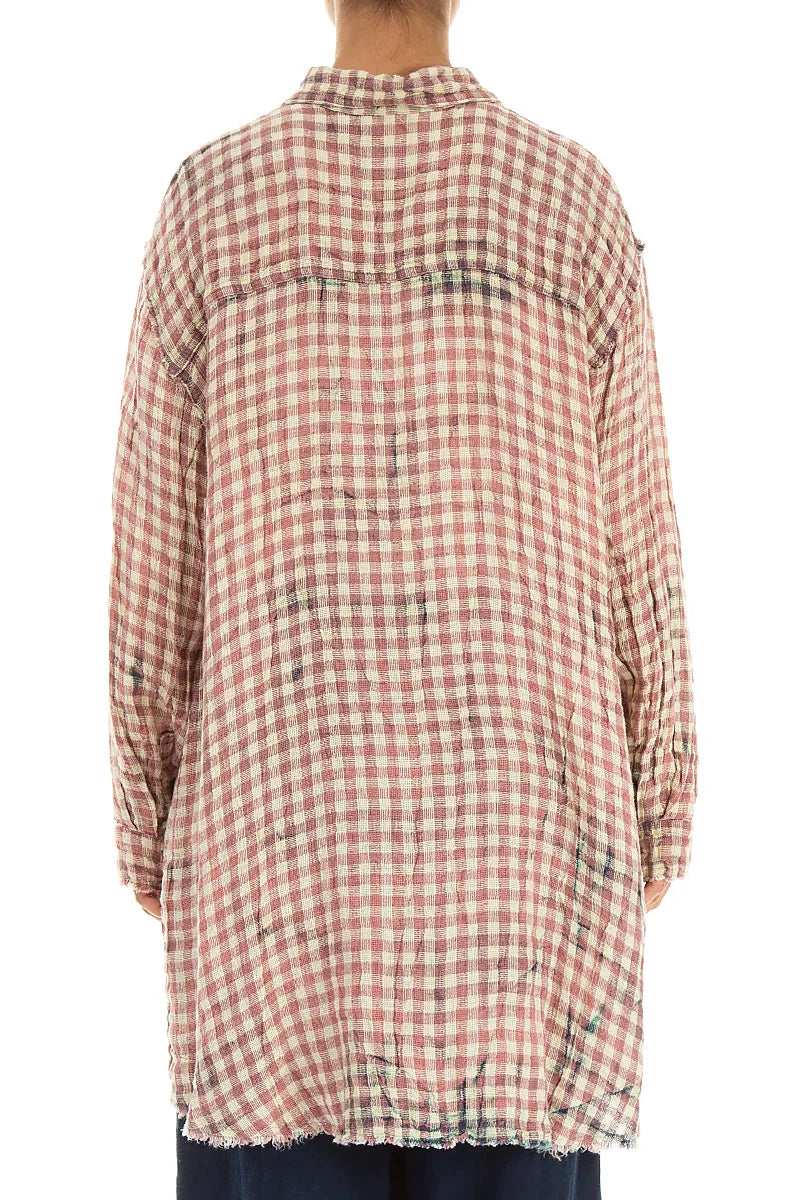 Light Watercolour Check Linen Shirt 2