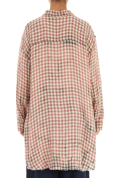 Chemise en lin légère à carreaux aquarelle