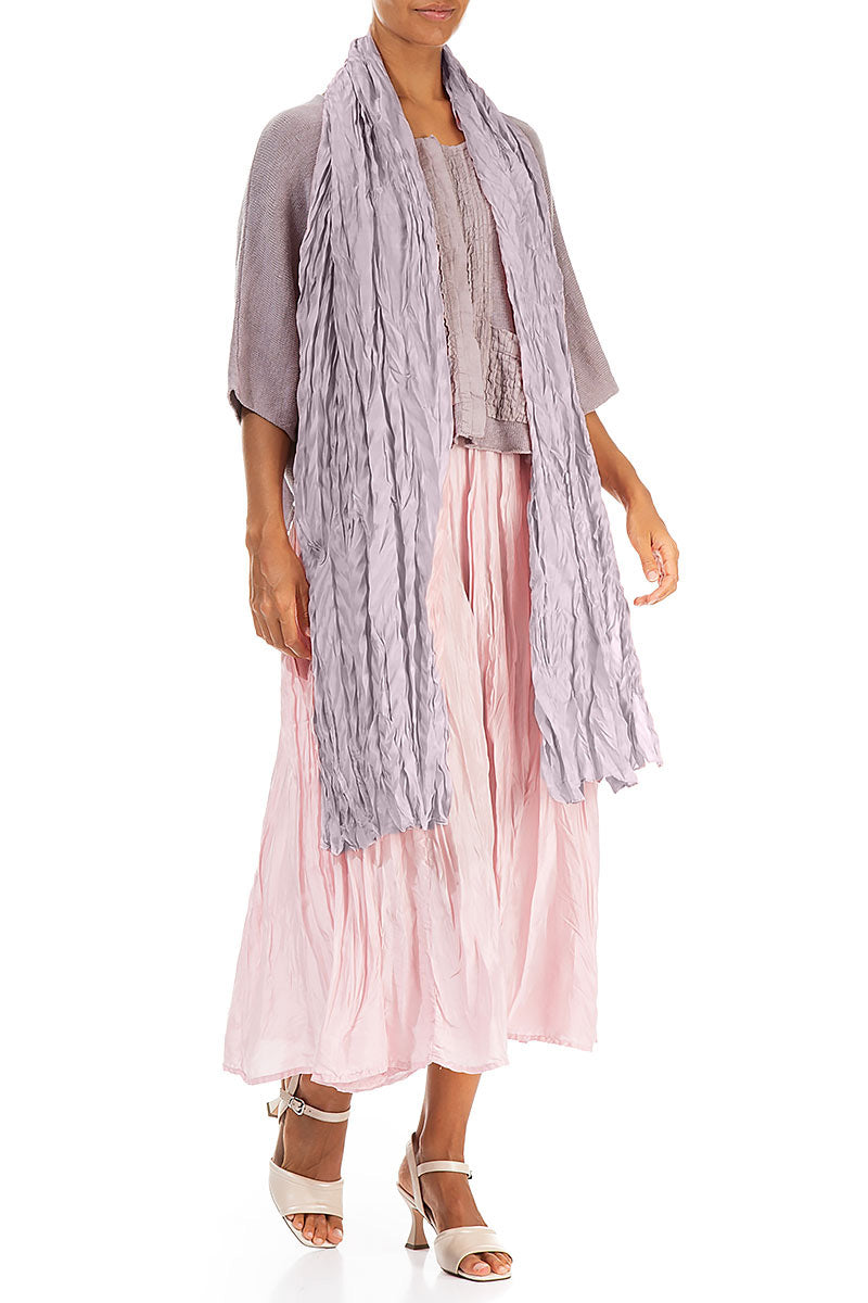 Écharpe en pure soie froissée lilas
