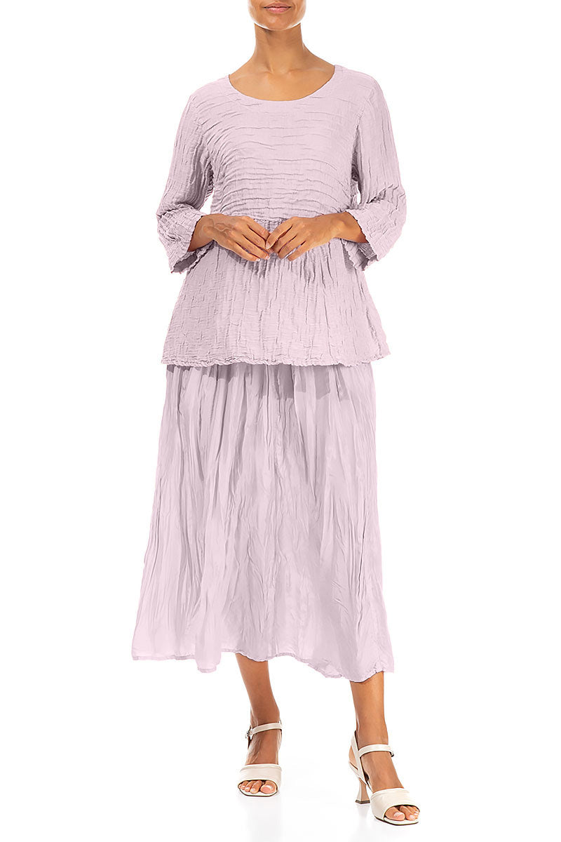 Lilac Gekreukte Pure Zijde Rok