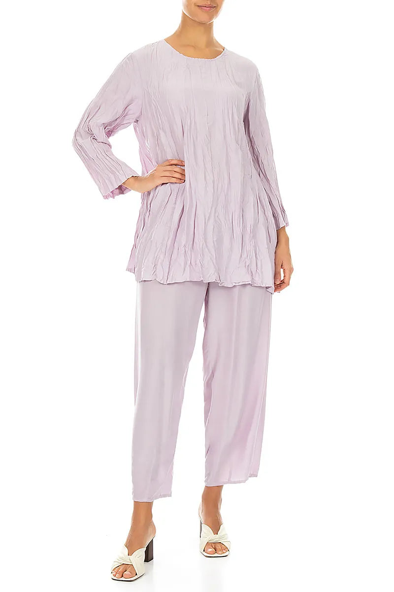 Lilac Crumpled Pure Silk Tunic 4