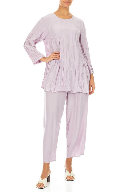 Lilac Crumpled Pure Silk Tunic 4