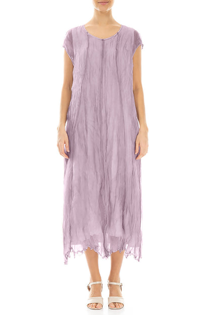 Lilac Crumpled Silk Chiffon Dress 1