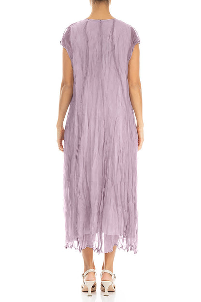 Lilac Crumpled Silk Chiffon Dress 2