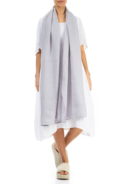 Lilac Grey Soft Gauze Linen Scarf 2