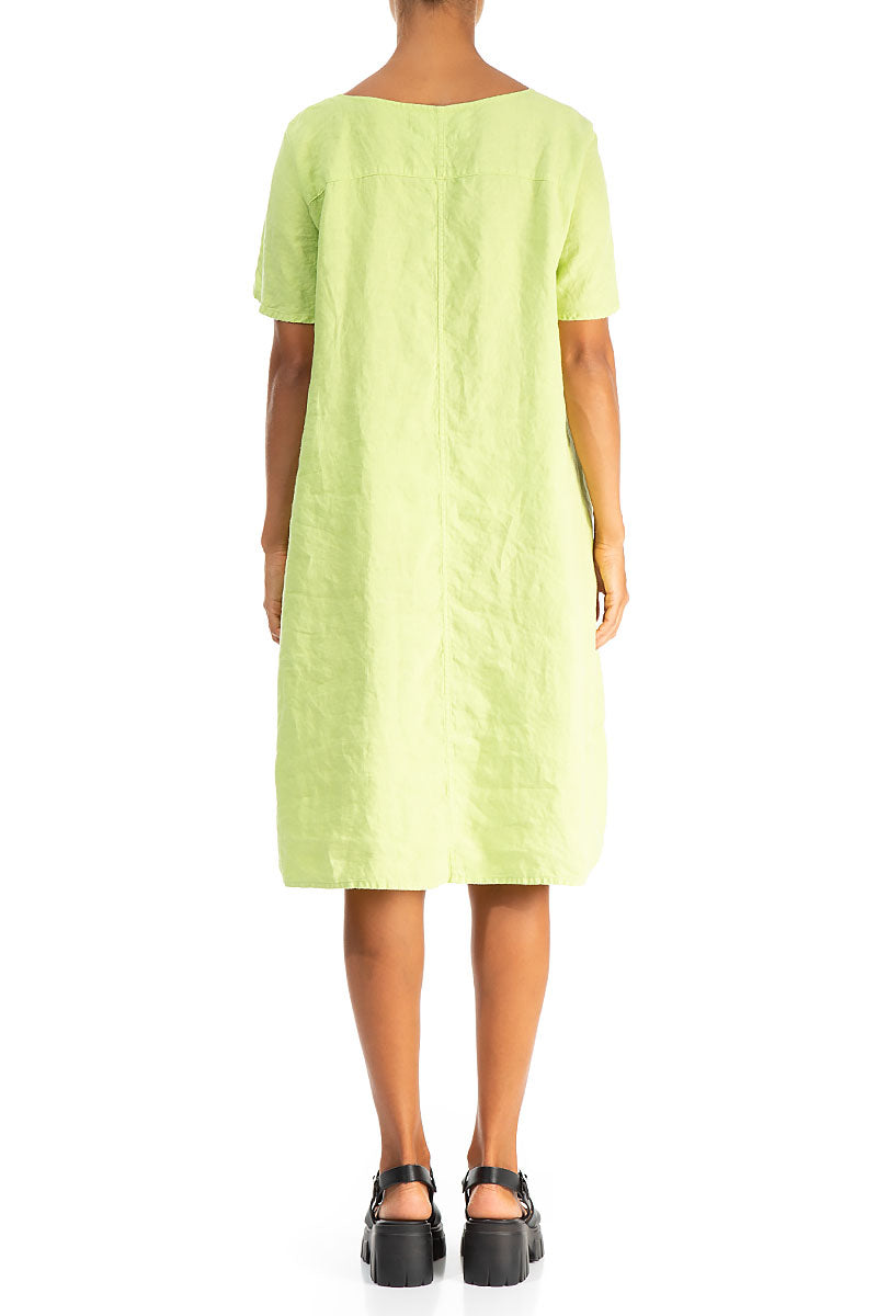 Lime Artique Linen Midi Dress 2